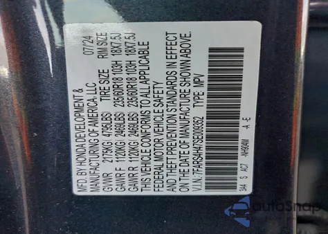 2025 Honda Cr-V Ex z USA, uszkodzony, nr VIN 7FARS4H47SE009352